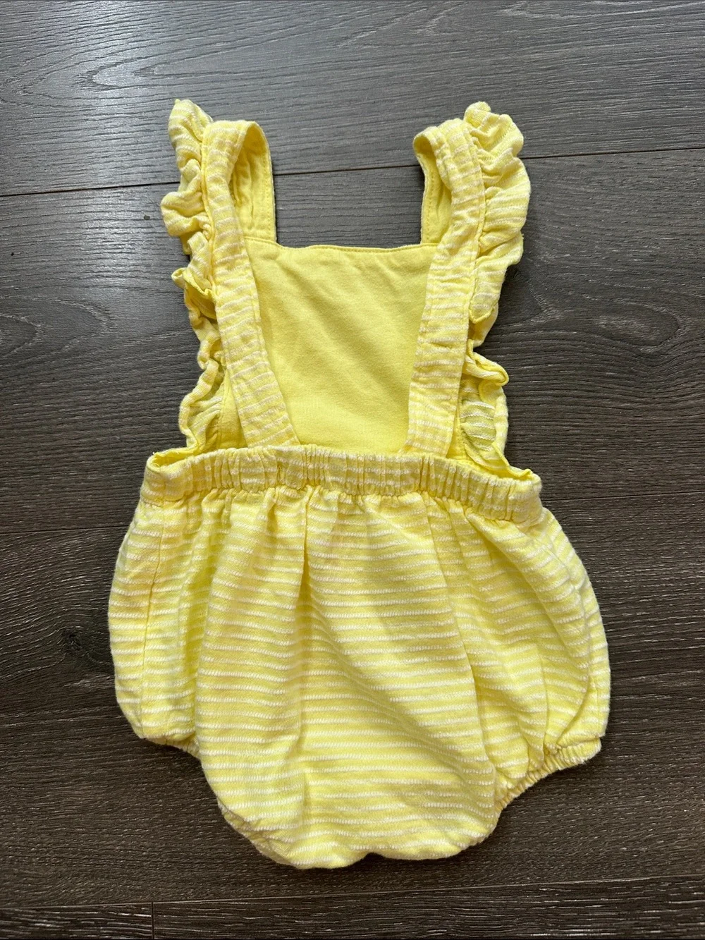 Yellow Striped Ruffle Baby One-Piece Romper